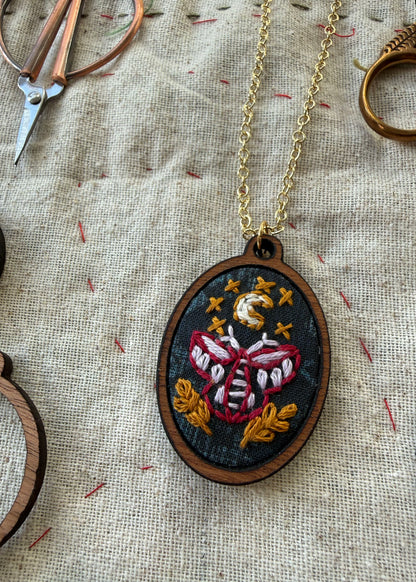 Moth Embroidery Necklace Kit