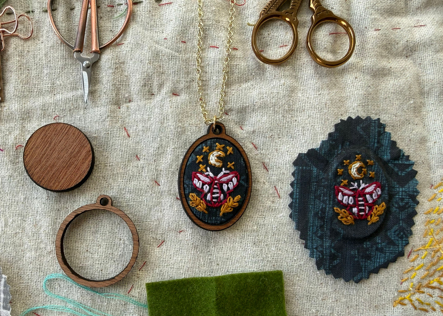 Moth Embroidery Necklace Kit