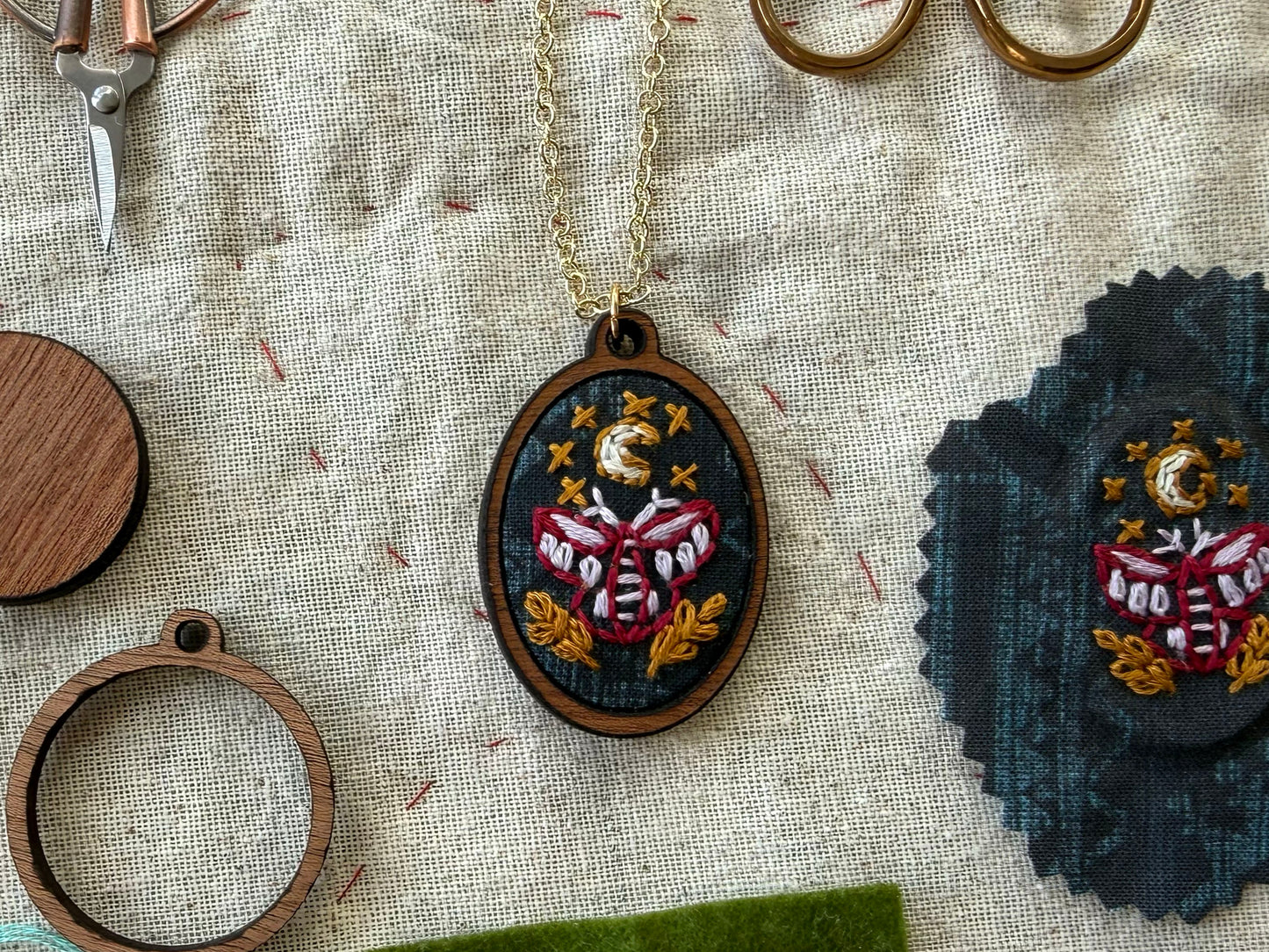 Moth Embroidery Necklace Kit