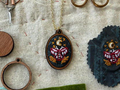 Moth Embroidery Necklace Kit
