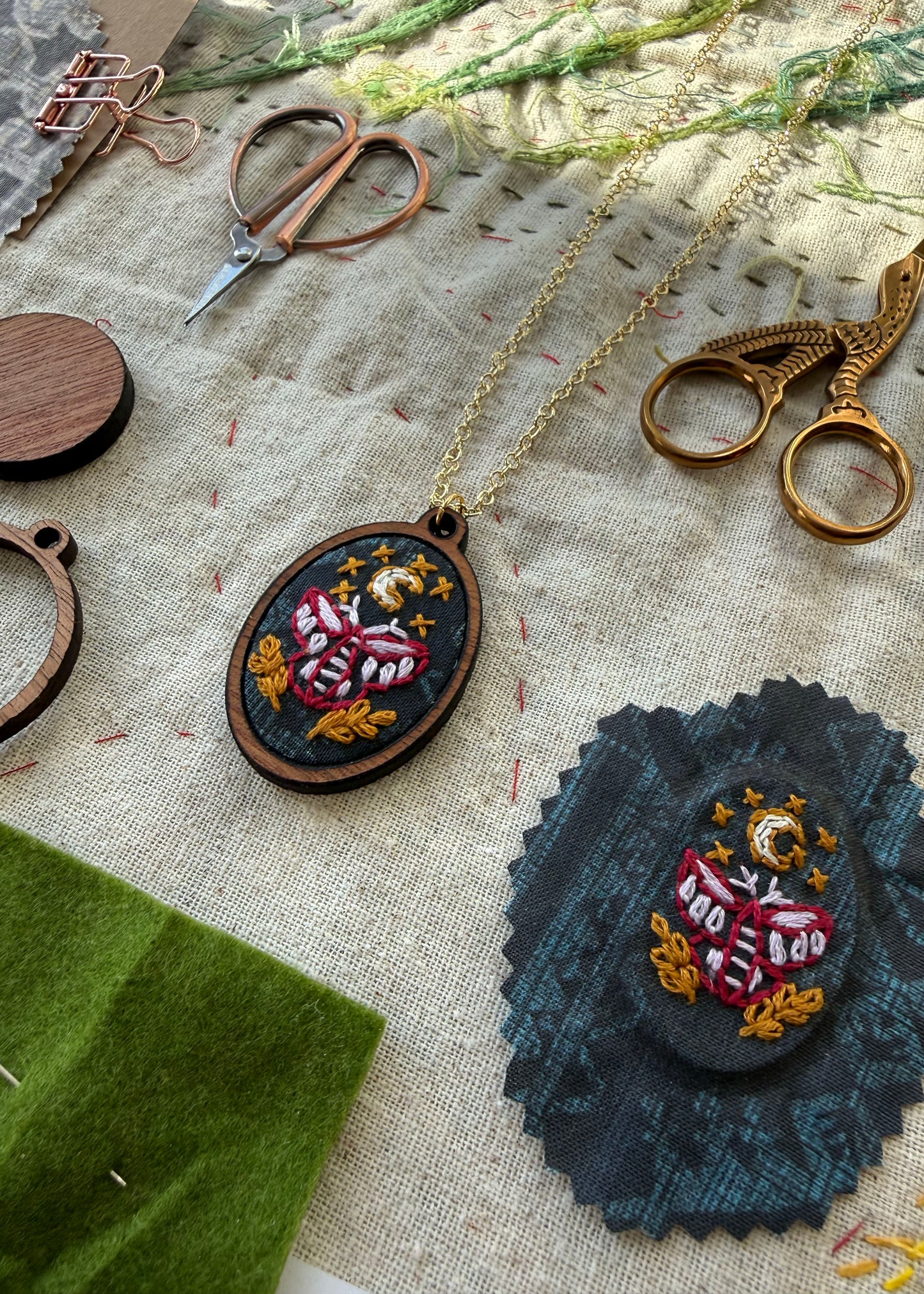 Moth Embroidery Necklace Kit