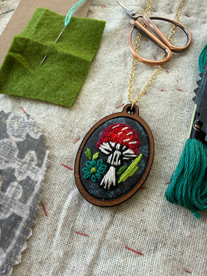 Mushroom Embroidery Necklace Kit