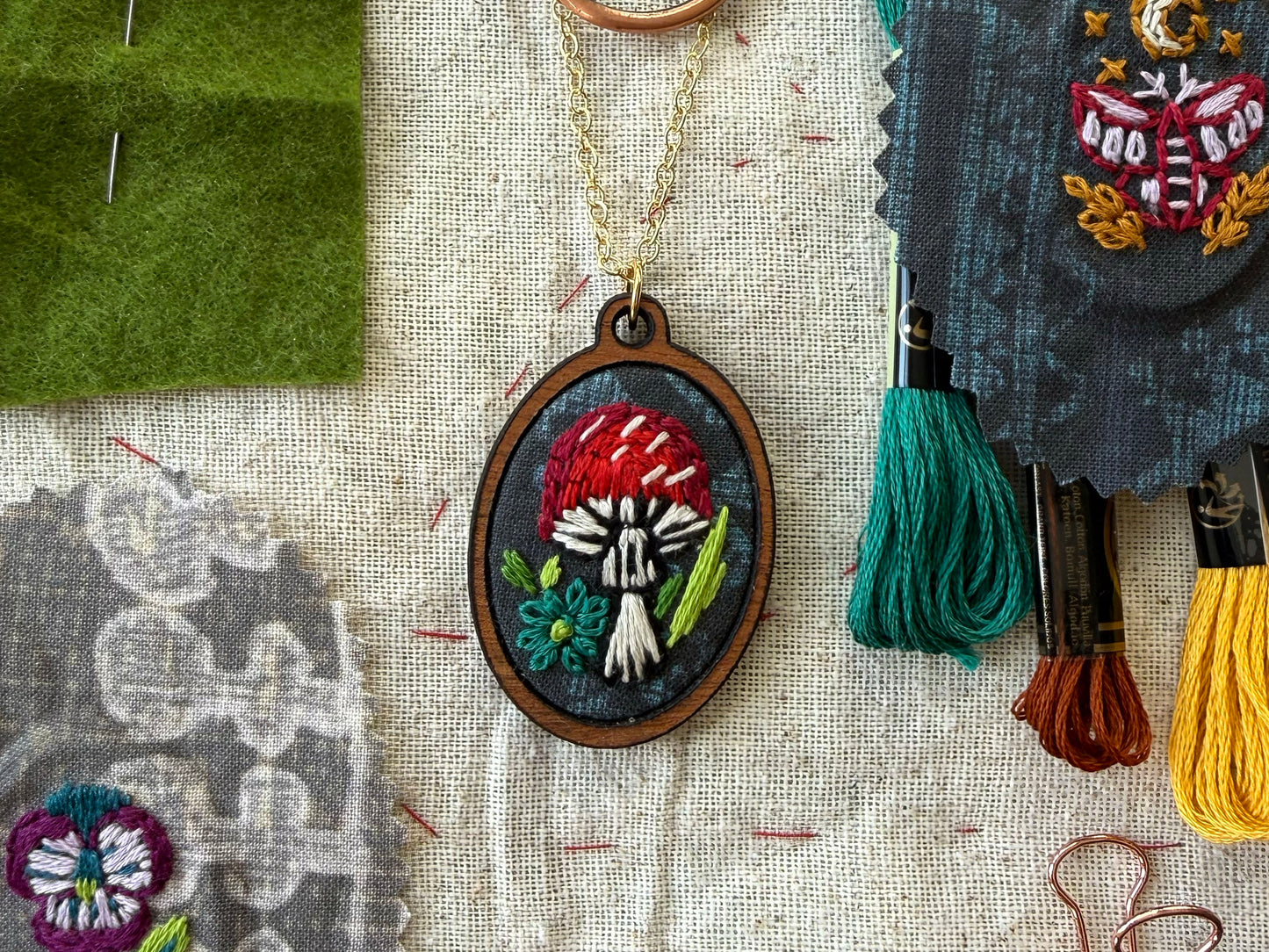 Mushroom Embroidery Necklace Kit