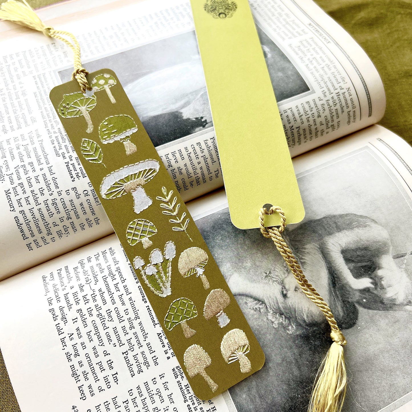 Mushrooms Embroidery Tassel Bookmark