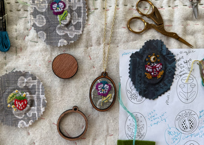 Pansy Embroidery Necklace Kit