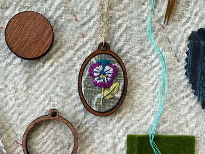 Pansy Embroidery Necklace Kit