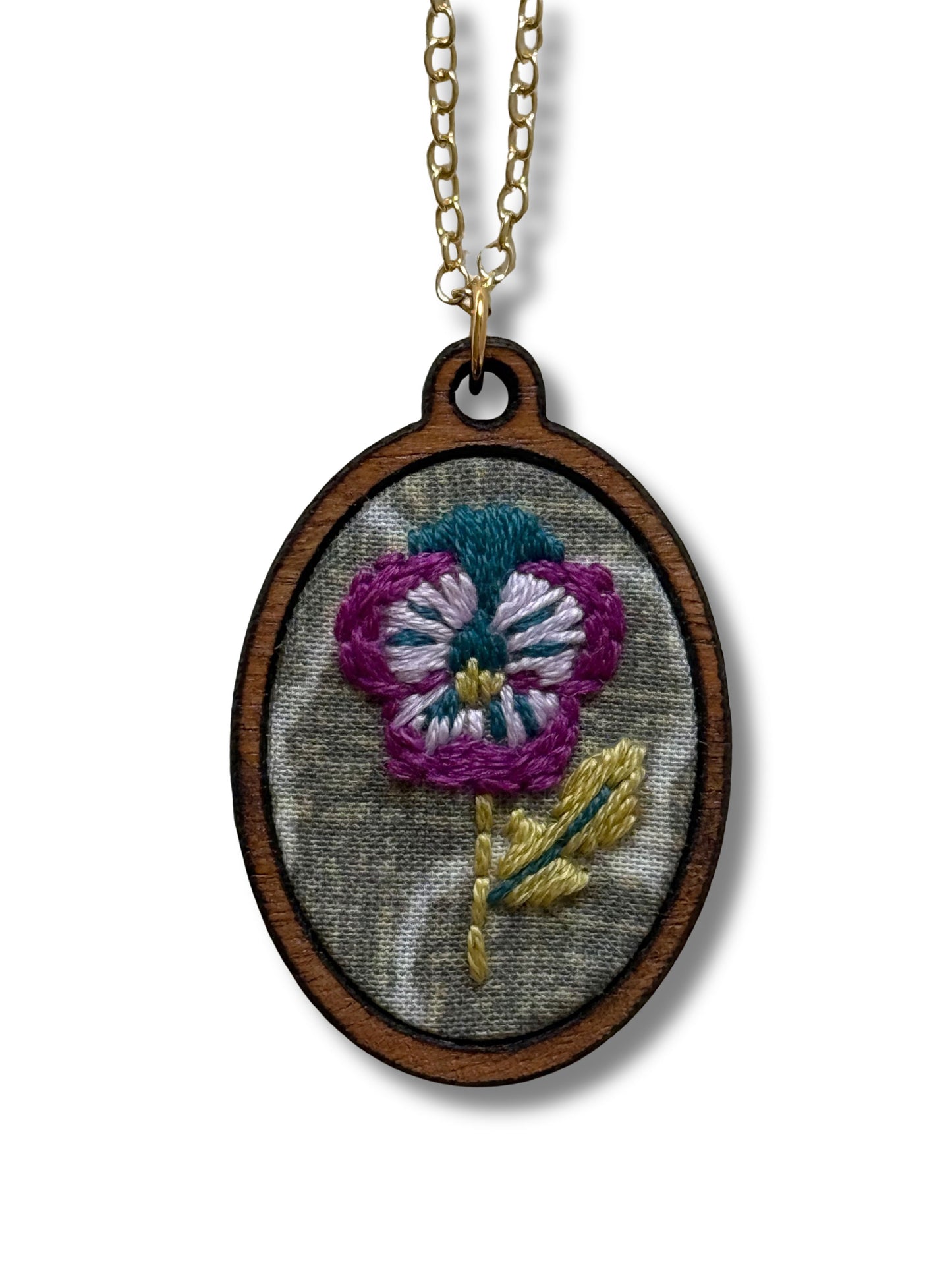 Pansy Embroidery Necklace Kit