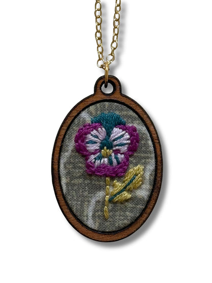 Pansy Embroidery Necklace Kit