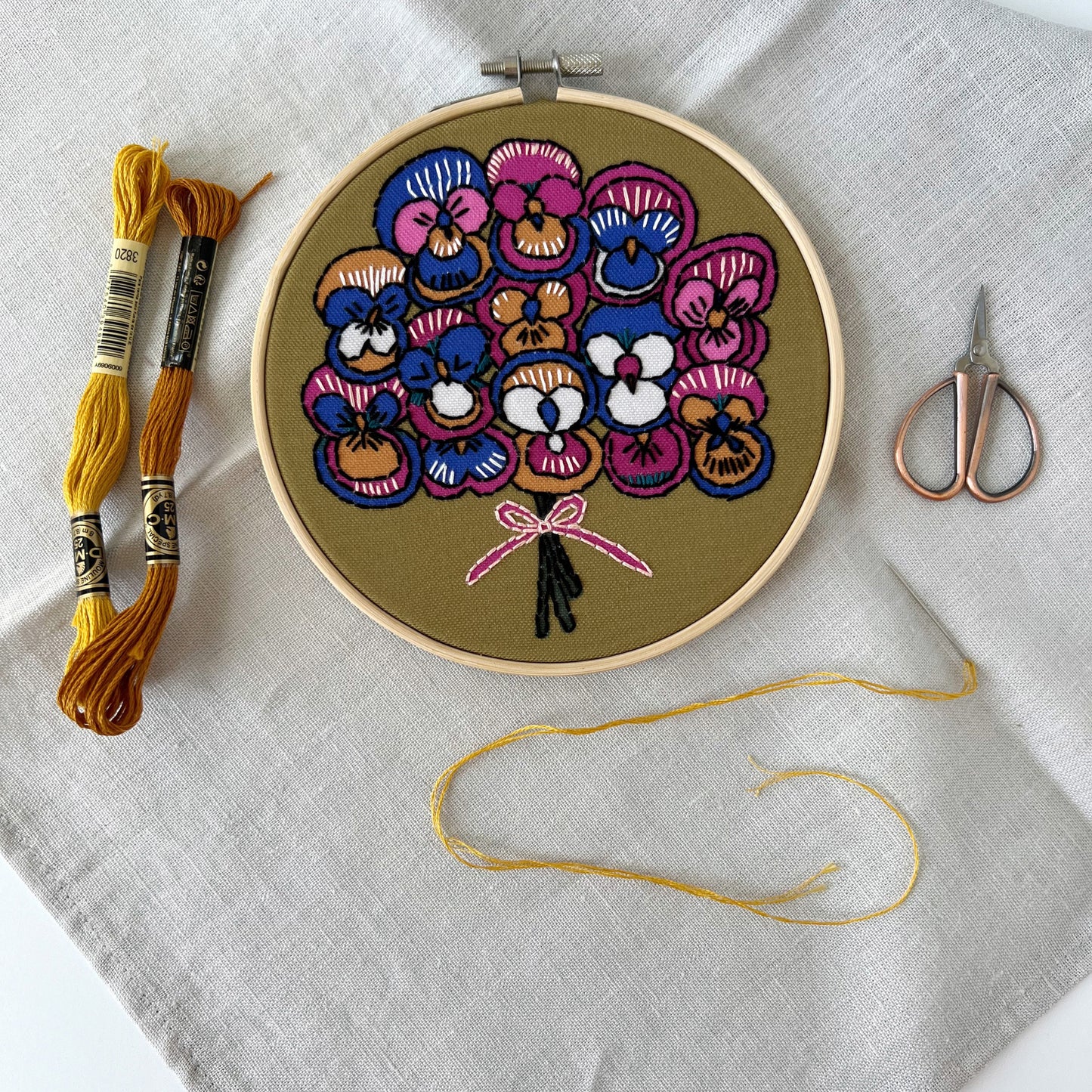 Pansy Embroidery Kit