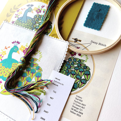 Peacock Embroidery Kit