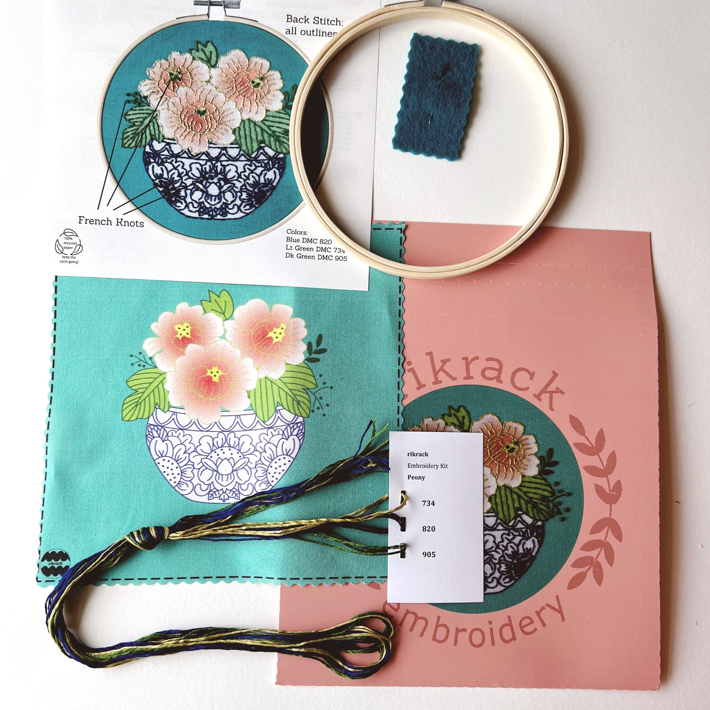 Peony Embroidery Kit