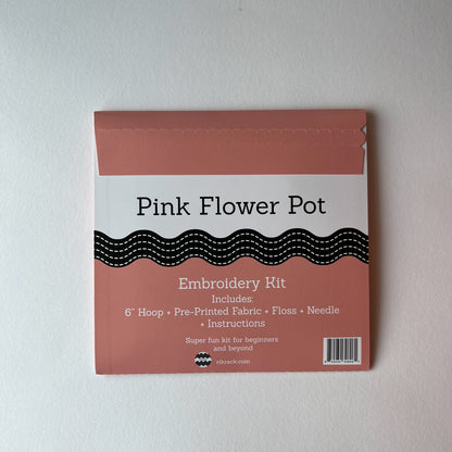 Pink Flower Pot Embroidery Kit