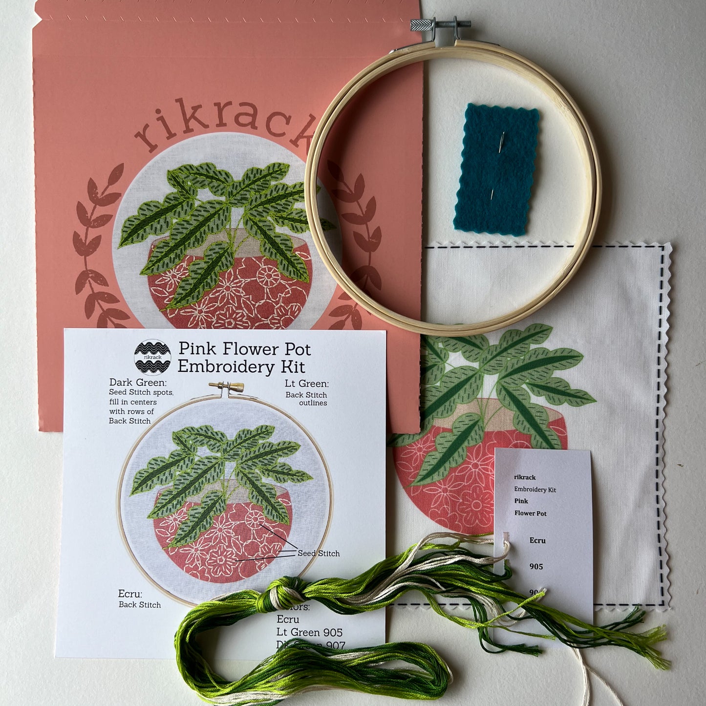 Pink Flower Pot Embroidery Kit