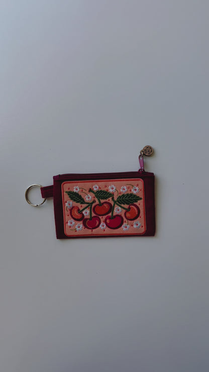 Cherries zipper keyring pouch wallet