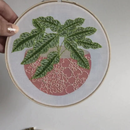 Pink Flower Pot Embroidery Kit