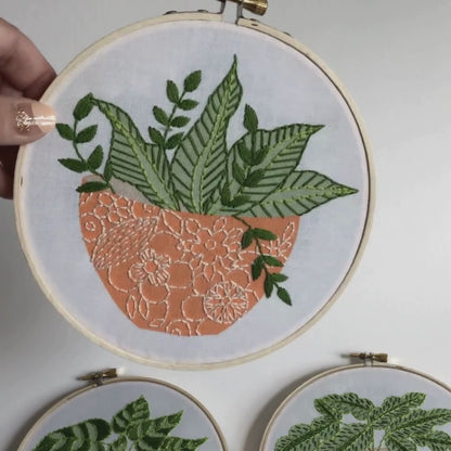 Orange Flower Pot Embroidery Kit