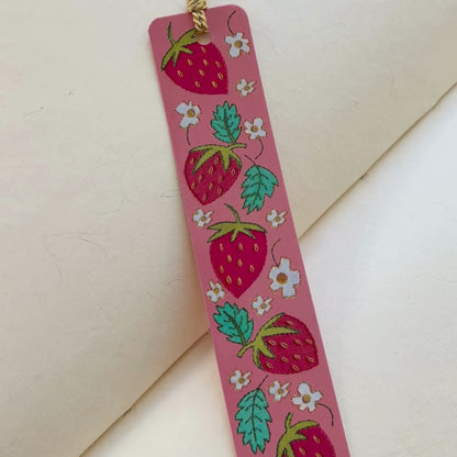 Strawberries Embroidery Tassel Bookmark