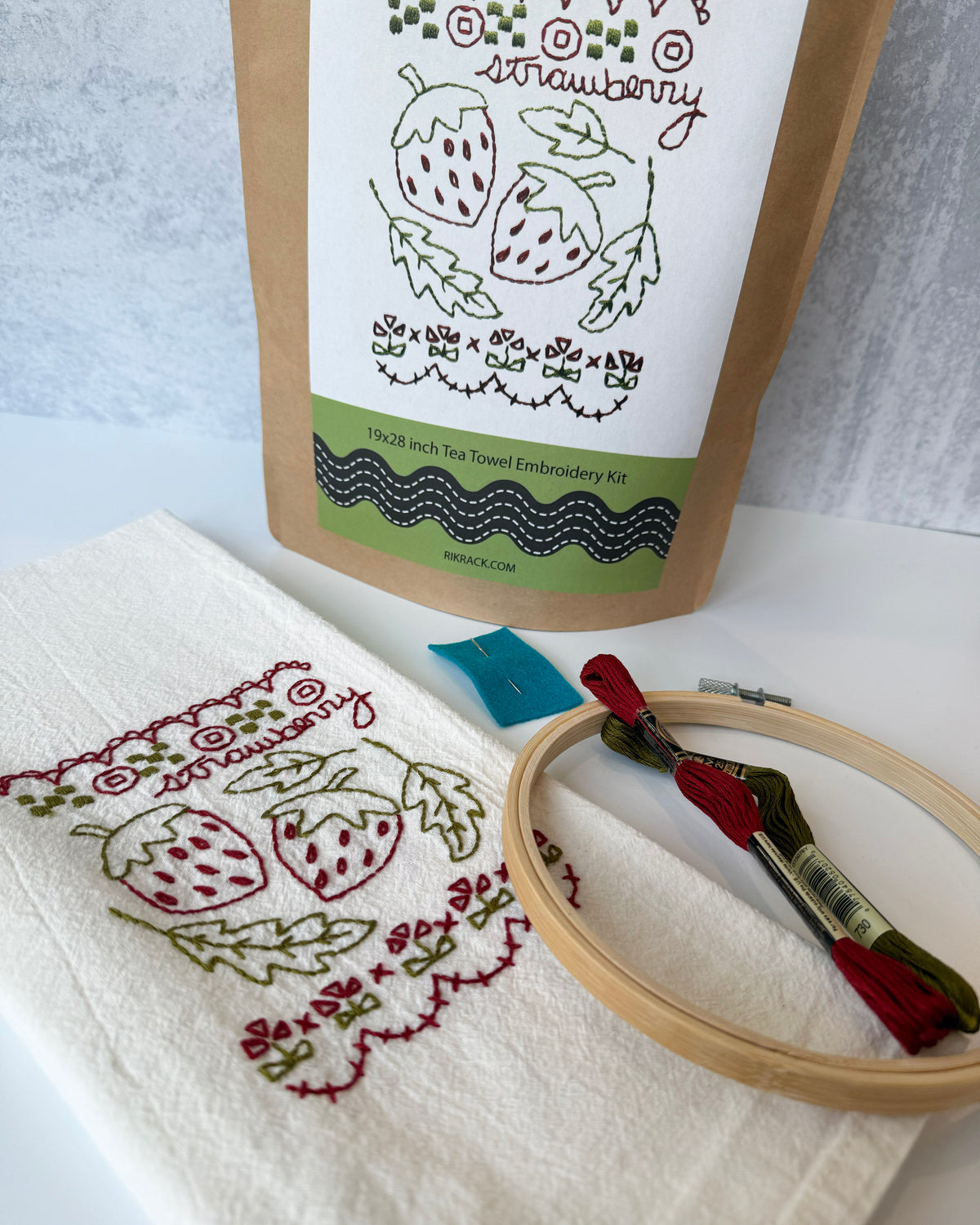 Strawberry Tea Towel Embroidery Kit