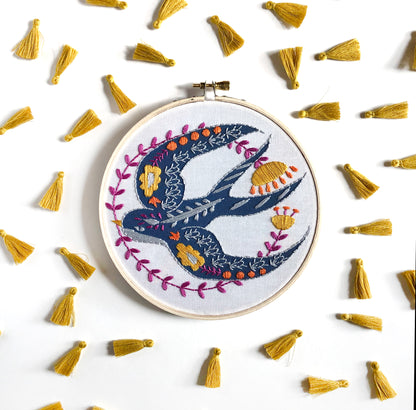 Swallow Embroidery Kit