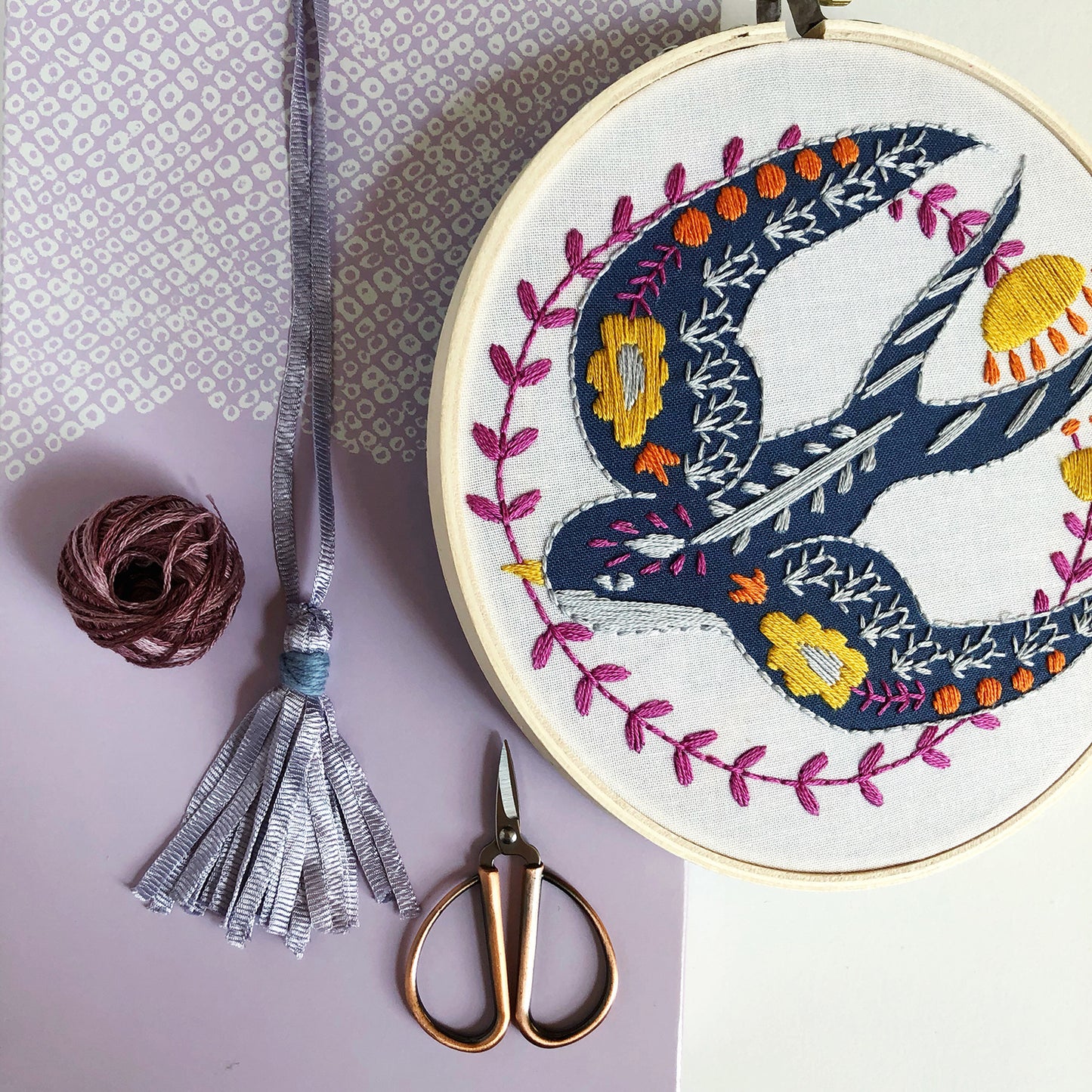 Swallow Embroidery Kit