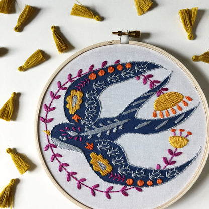 Swallow Embroidery Kit