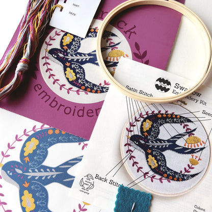 Swallow Embroidery Kit