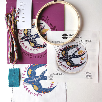 Swallow Embroidery Kit