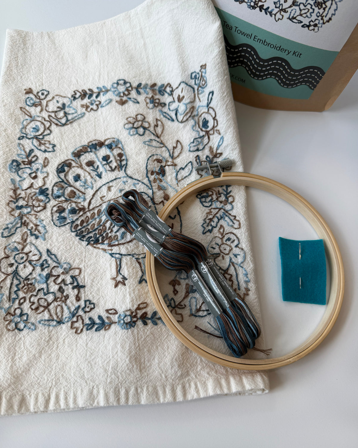 Garden Turkey Tea Towel Embroidery Kit
