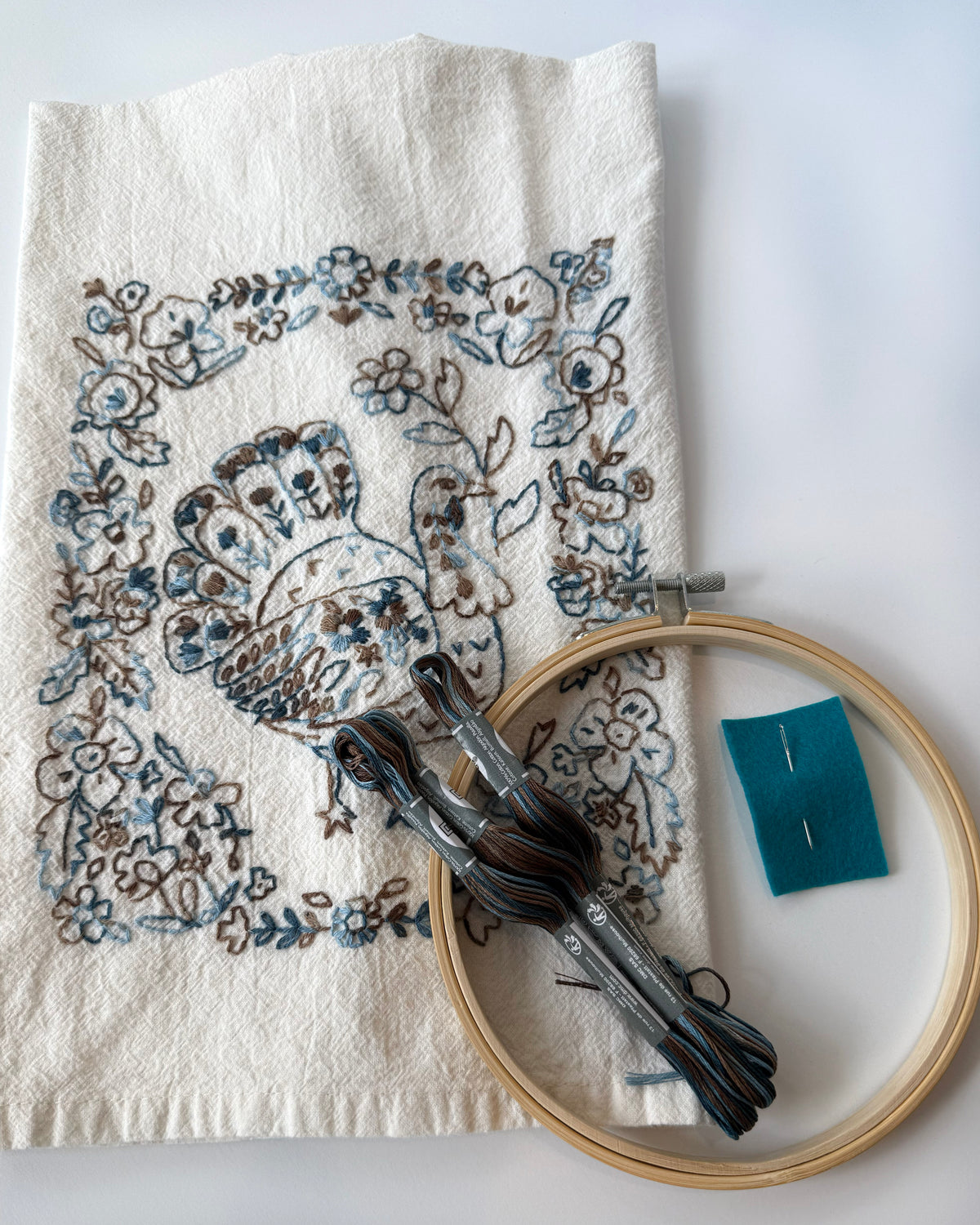 Garden Turkey Tea Towel Embroidery Kit