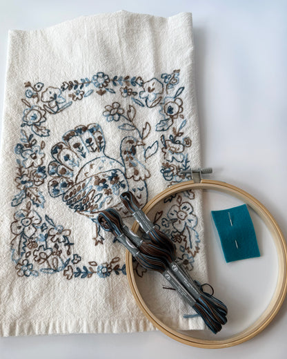Garden Turkey Tea Towel Embroidery Kit