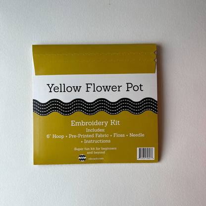 Yellow Flower Pot Embroidery Kit