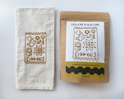 Yellow Folklore Tea Towel Embroidery Kit
