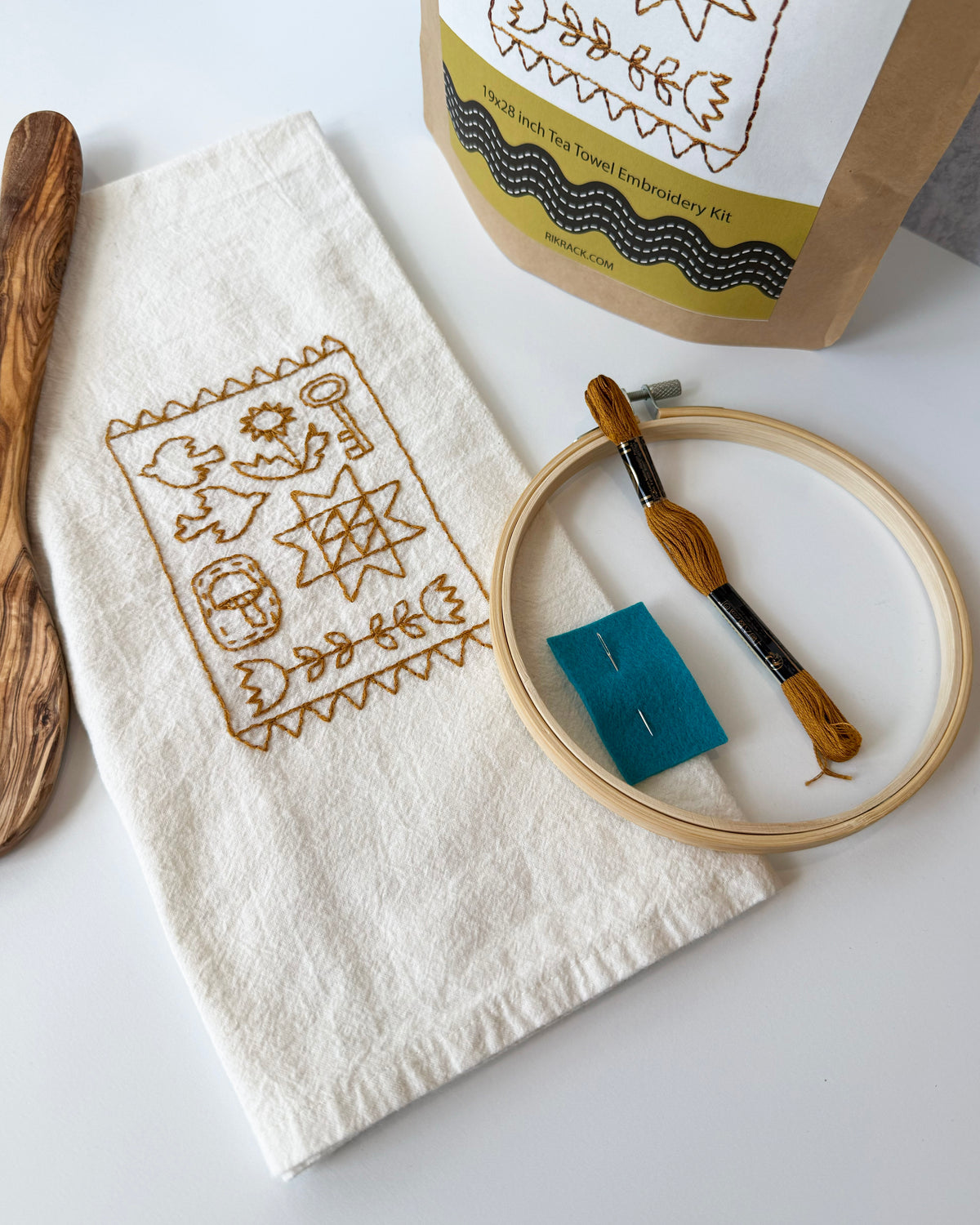 Yellow Folklore Tea Towel Embroidery Kit